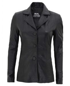 Bitonto Womens 3 4 Length Black Leather Coat
