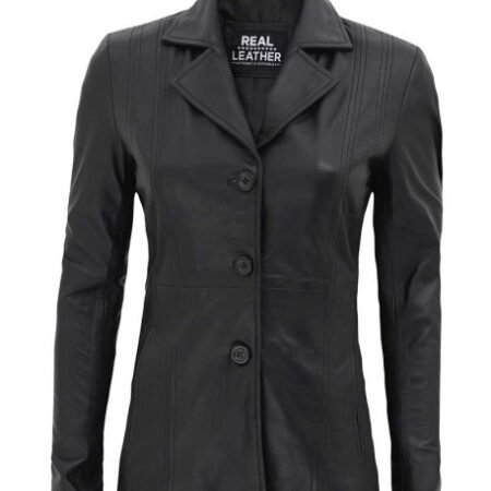 Bitonto_Womens_3_4_Length_Black_Leather_Coat