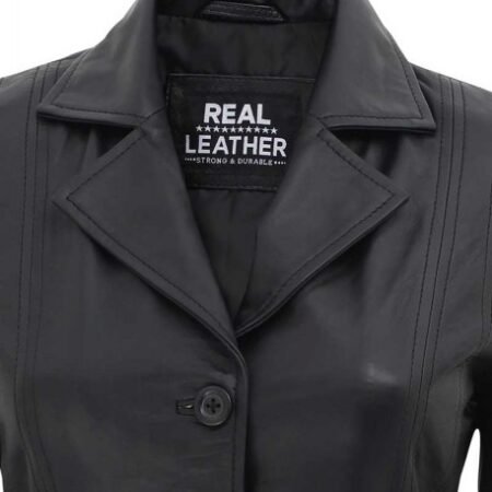 Bitonto_Womens_3_4_Length_Black_Leather_Coat_1