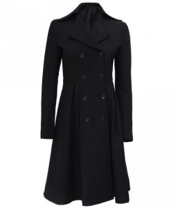 Carol Womens Black Double Breasted Wool Coat