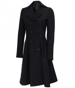 Carol Womens Black Double Breasted Wool Coat
