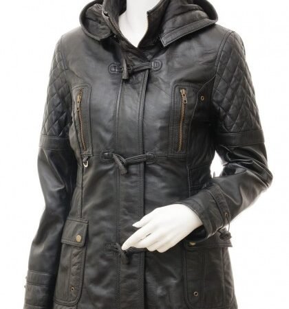 Lisa_Black_Hooded_Leather_3_4_Length_Coat_Womens