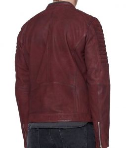 Mark Mens Maroon Biker Leather Jacket