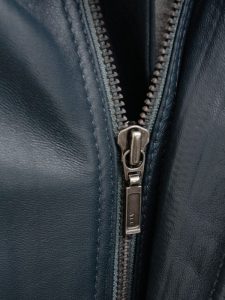 Mens Blue Leather Moto Jacket