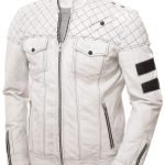 Men’s White Quilted Biker Jacket