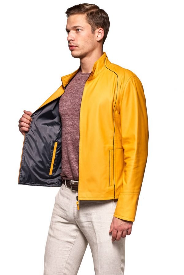 Men’s_Yellow_Basic_Double_Leather_Jacket_1