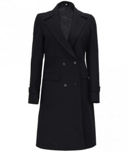Stephany Womens Two Pockets Coat Black