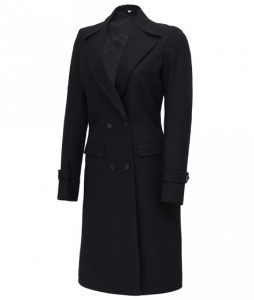 Stephany Womens Two Pockets Coat Black