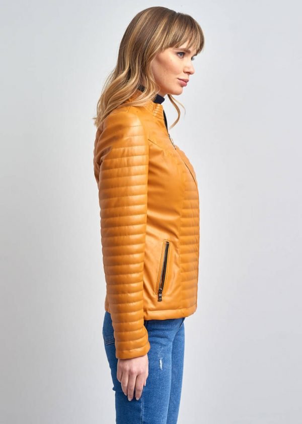 Women’s_Yellow_Leather_Puffer_Jacket_2