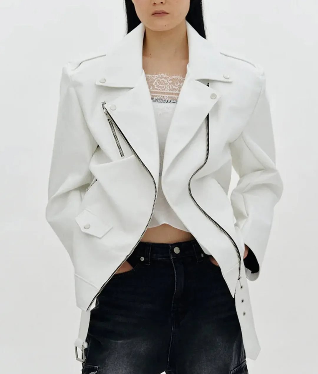 Better Things S04 Pamela Adlon White Leather Jacket - Image 4