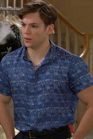 Bold-And-The-Beautiful-Joshua-Hoffman-Blue-Printed-Shirt