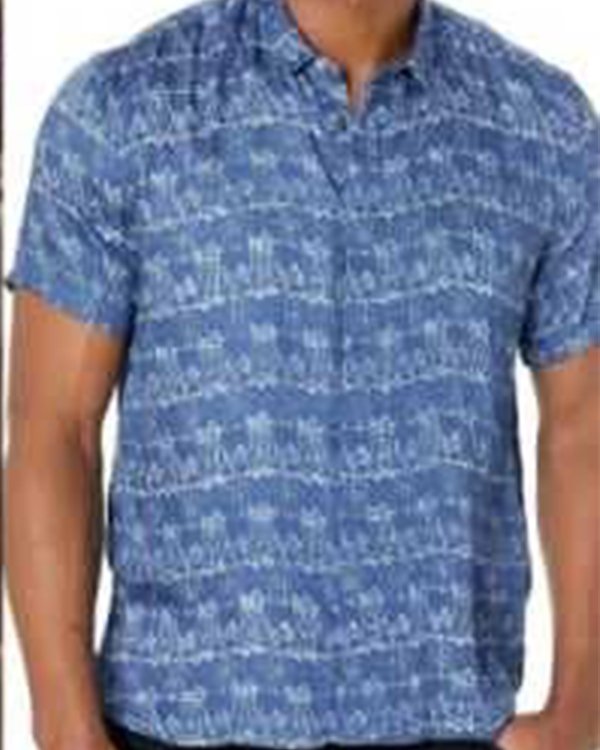 Bold-And-The-Beautiful-Joshua-Hoffman-Blue-Printed-Shirt
