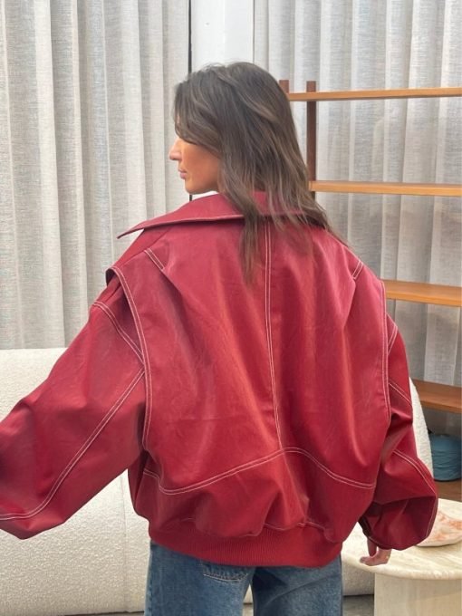 Contrast Stitch Red Jacket