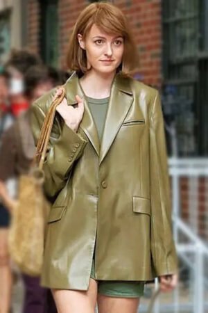 A Different Man 2024 Renate Reinsve Olive Green Leather Blazer