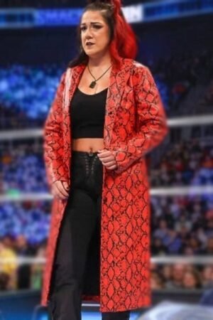 WWE Smackdown 2024 Bayley Red Snake Print Coat
