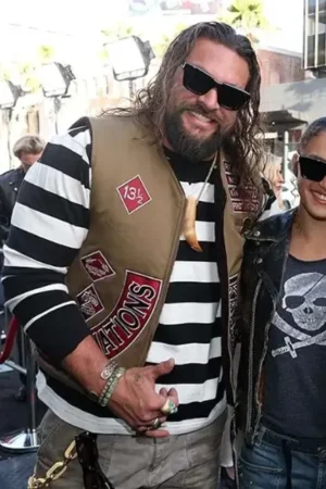 The Bikeriders 2024 Premiere Jason Momoa Brown Vest