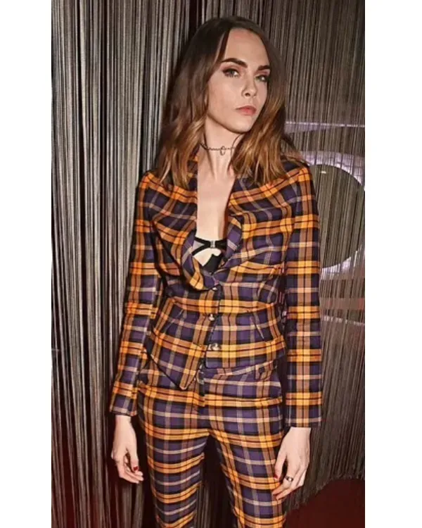 Cara-Delevingne-Plaid-Suit