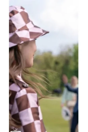 Emily In Paris S04 Lily Collins Pink Brown Checkered Trench Coat