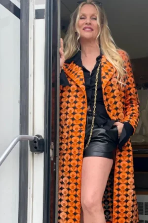 Ladies Of The ’80s A Divas Christmas Nicollette Sheridan Orange Coat