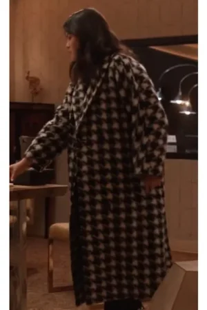 Only Murders In The Building S03 Selena Gomez Black & White Houndstooth Coat