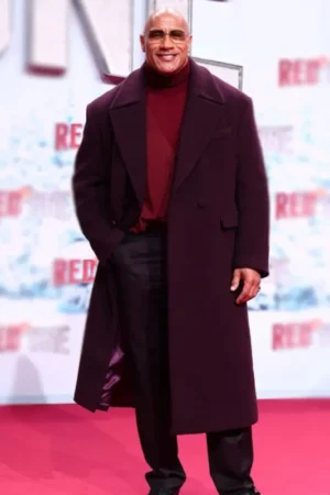 Red One Premiere Dwayne Johnson Maroon Coat