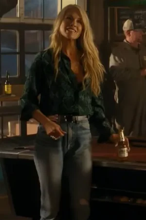 Landman Ali Larter Green Snake Print Shirt