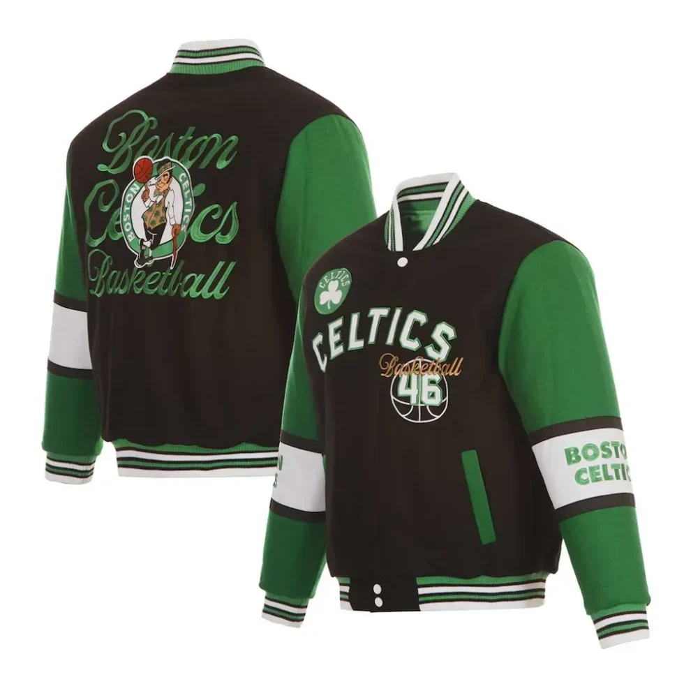 Boston Celtics Black and Green Varsity Wool Jacket