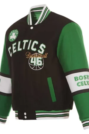 Boston Celtics Black and Green Varsity Wool Jacket