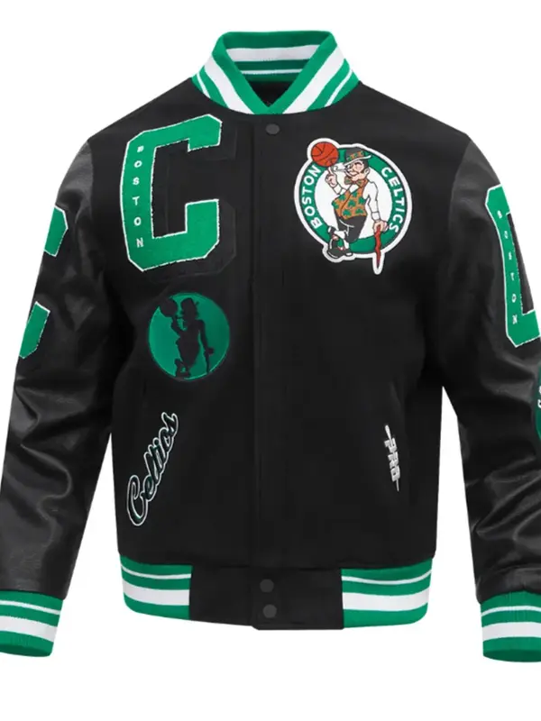 Boston Celtics Mashup Black Varsity Jacket