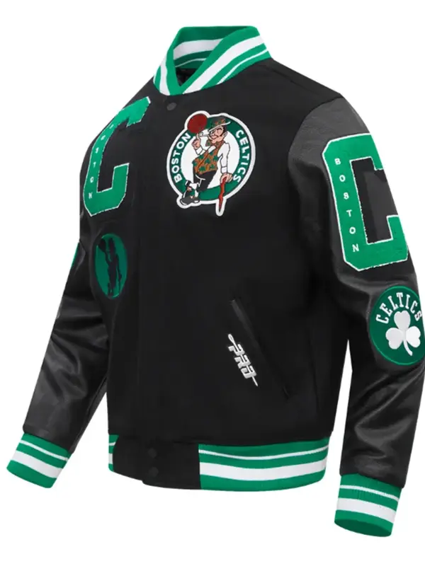 Boston Celtics Mashup Black Varsity Jacket