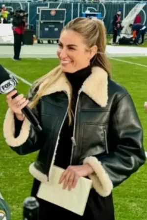 Erin Andrews Black Leather Shearling Jacket