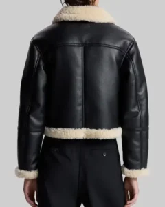 Erin Andrews Black Leather Shearling Jacket