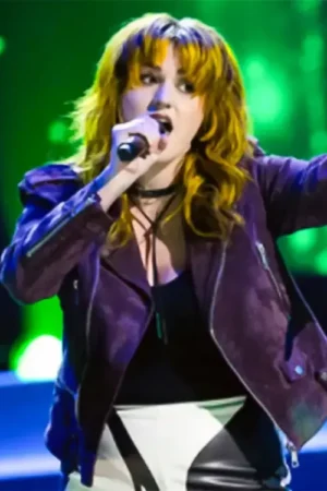 The Voice S27 Carmela Purple Suede Moto Jacket
