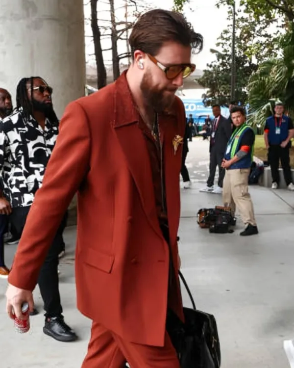 Travis Kelce Super Bowl LIX Red Suit
