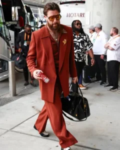 Travis Kelce Super Bowl LIX Red Suit