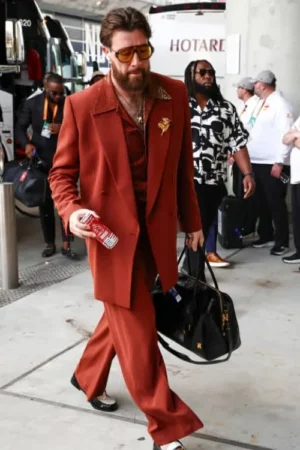 Travis Kelce Super Bowl LIX Red Suit