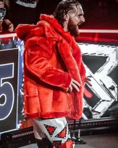 WWE Raw Seth Rollins Red Fur Jacket