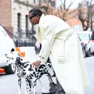 A$AP Rocky NYC 2025 White Trench Coat