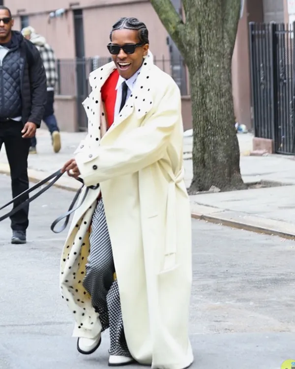 A$AP Rocky NYC 2025 White Trench Coat