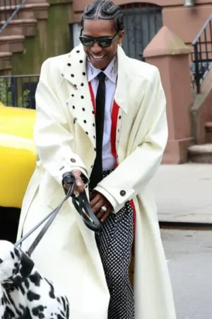 A$AP Rocky NYC 2025 White Trench Coat