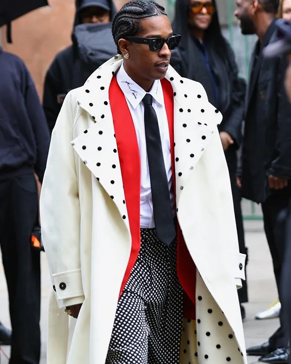 A$AP Rocky NYC 2025 White Trench Coat