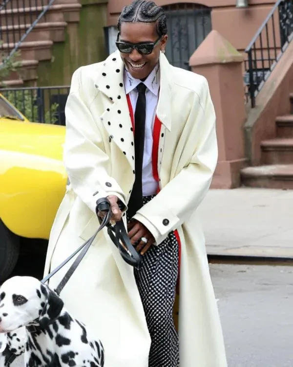 A$AP Rocky NYC 2025 White Trench Coat