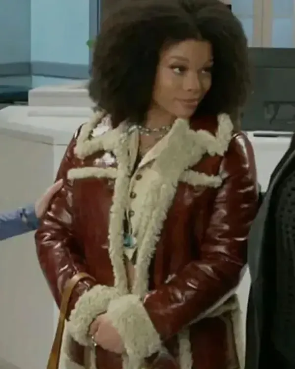 Beyond The Gates 2025 Ambyr Michelle Brown Leather Coat