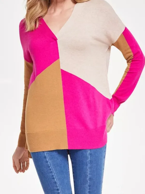 Happy’s Place S01 Melissa Peterman Colorblock V-Neck Top
