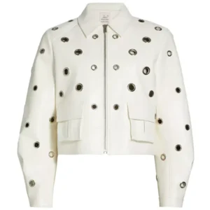 9-1-1 Athena Grant White Grommet Leather Jacket