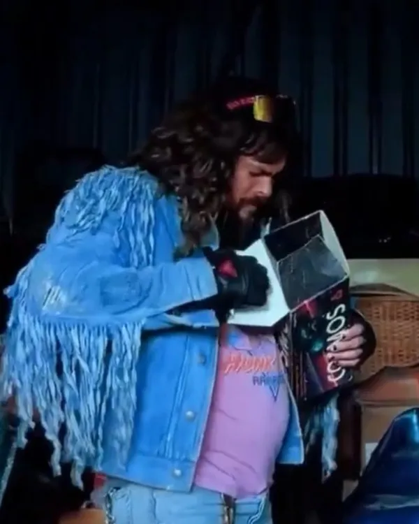 A Minecraft Movie 2025 Jason Momoa Blue Fringe Jacket