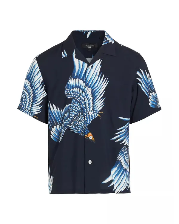 American Idol S23 Josh King Blue Bird Print Shirt