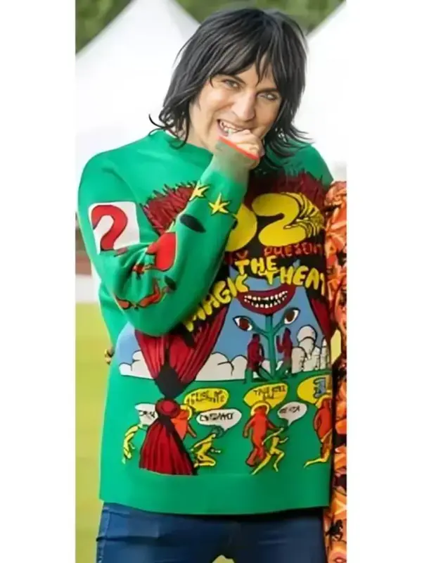 Bake Off Noel Fielding Green Printed Sweater