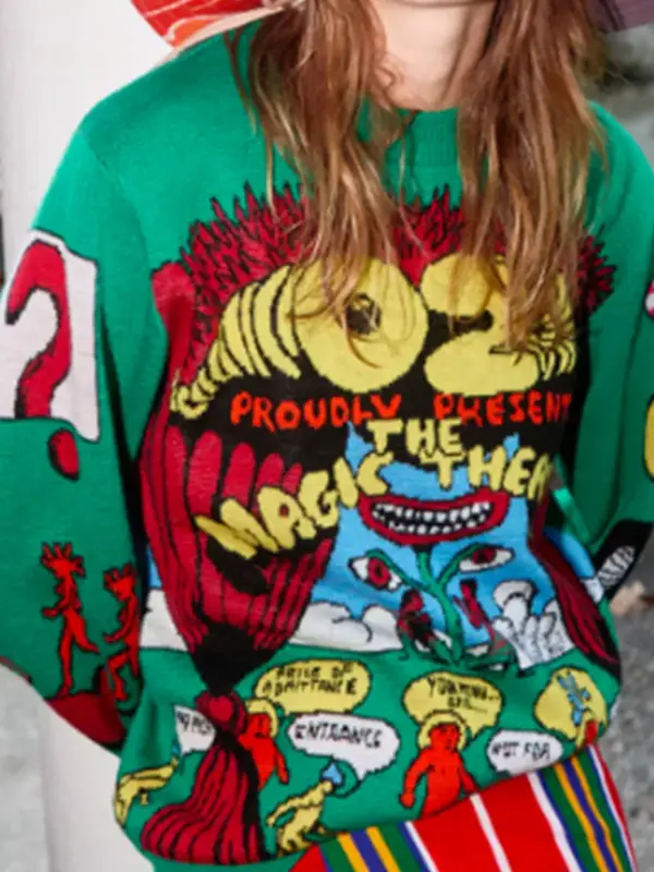 Bake Off Noel Fielding Green Printed Sweater