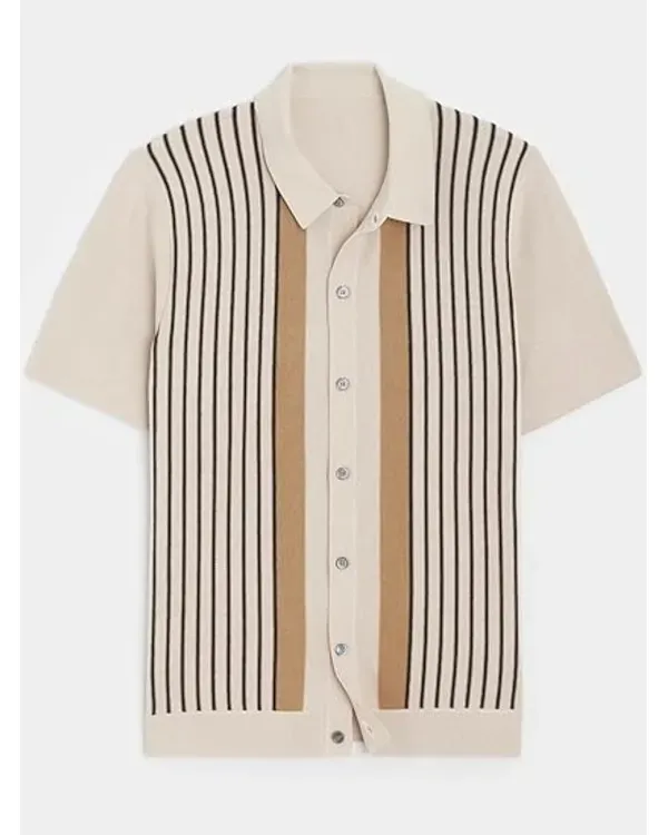 Battle Camp S01 Taylor Lewan Striped Knit Polo Top